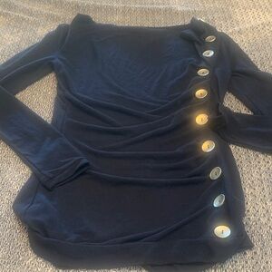 VENUS Navy Top with Textured Pattern